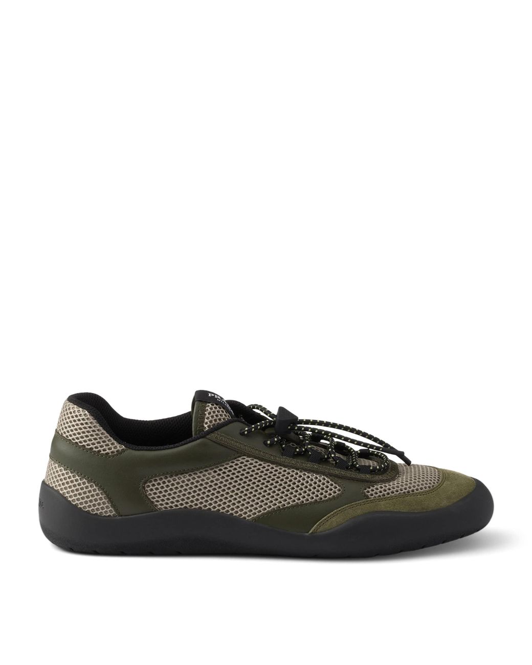 Prada Black Leather-Mesh Speedrock Sneakers