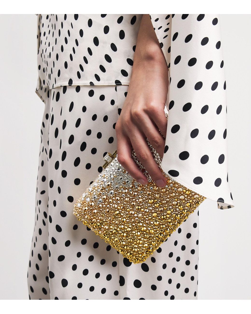 Judith Leiber Metallic Slim Slide Gradient Caviar Clutch Bag