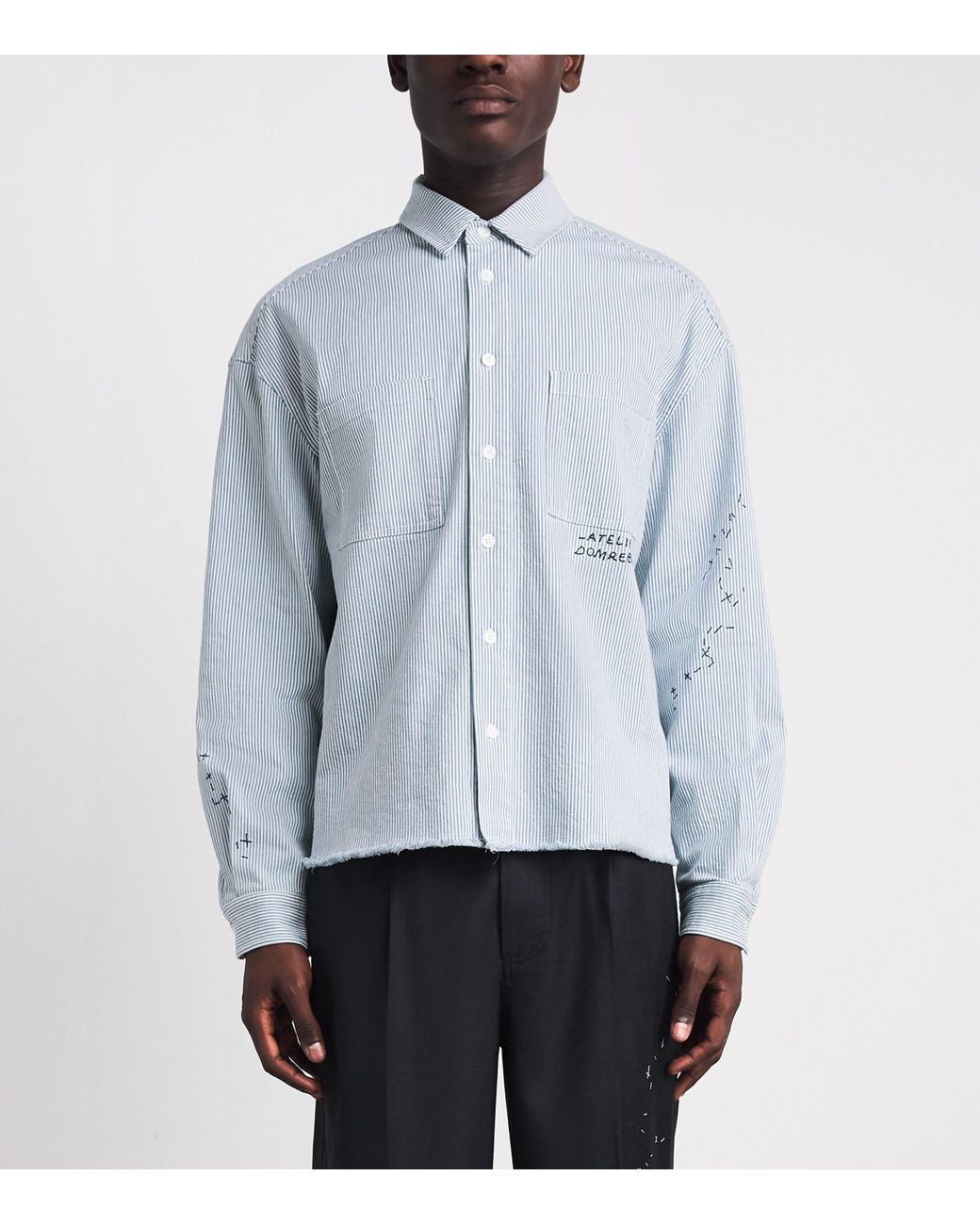 DOMREBEL Blue Stripe Indie Denim Overshirt for men