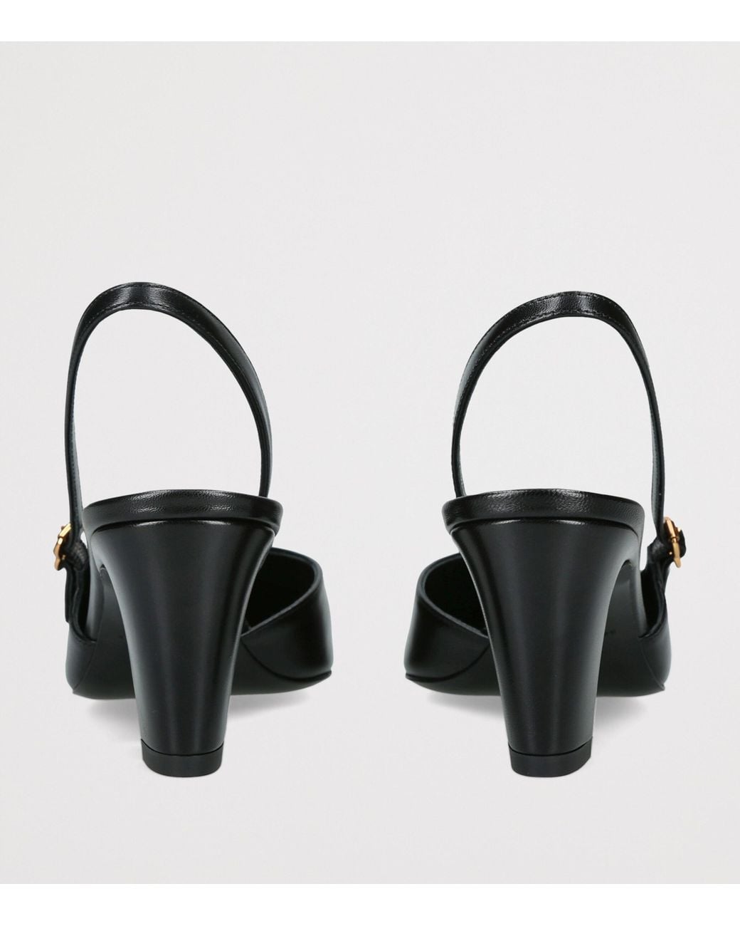 Herbert Levine Black Leather Ask Around Slingback Heels 65