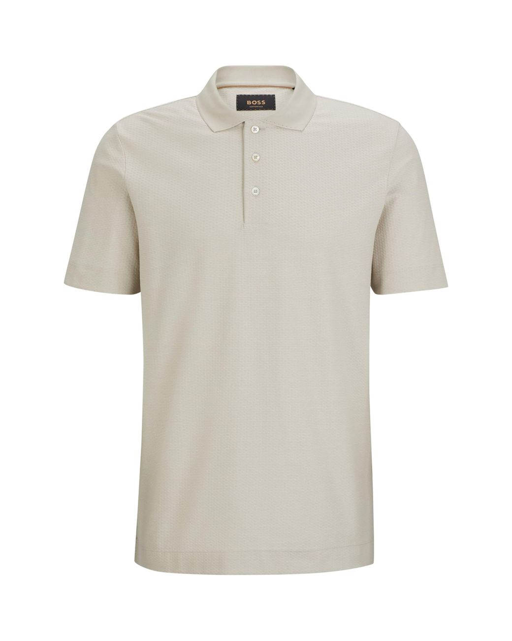 Boss White Cotton-Silk Polo Shirt for men