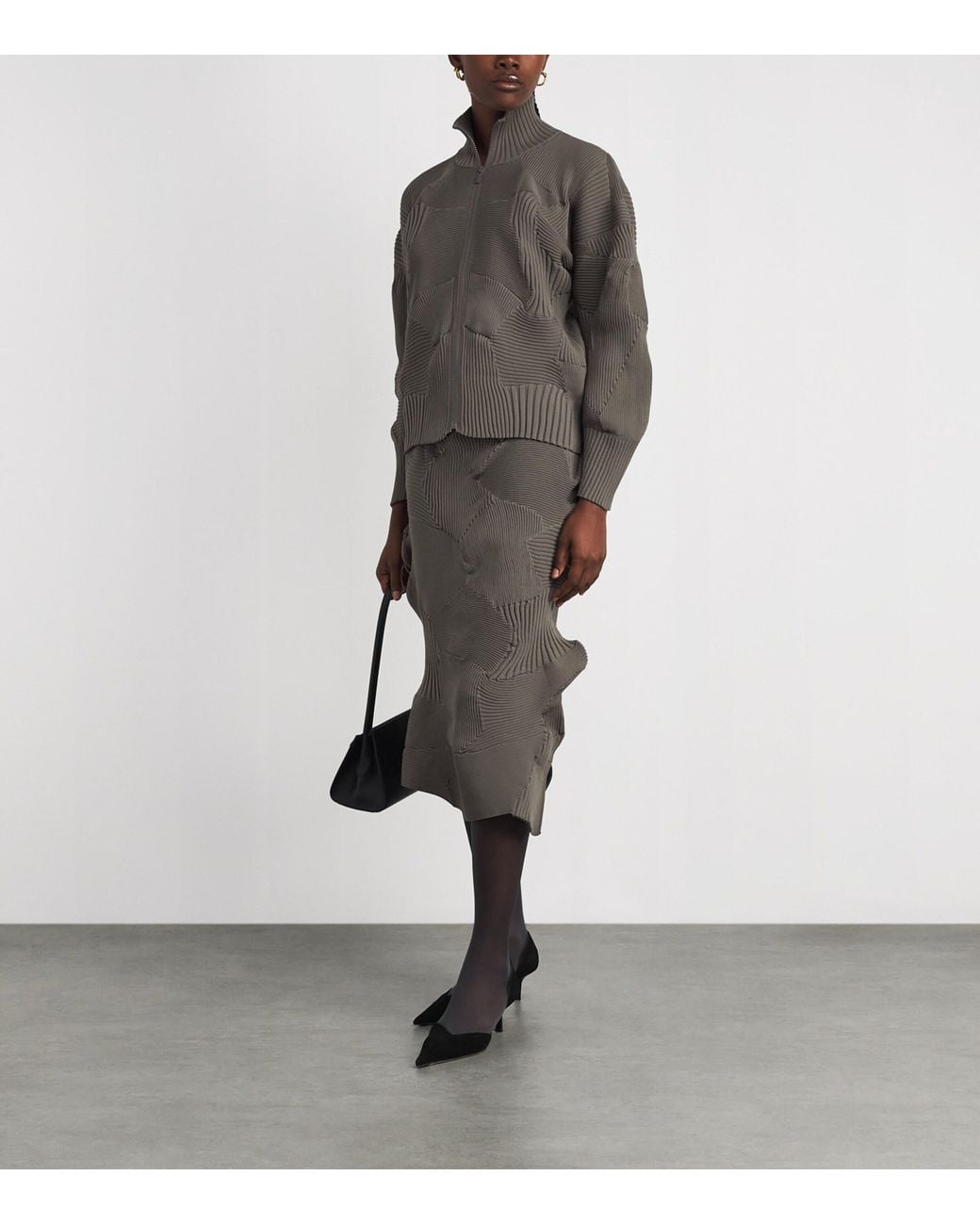 Issey Miyake Gray Kone Kone Midi Skirt