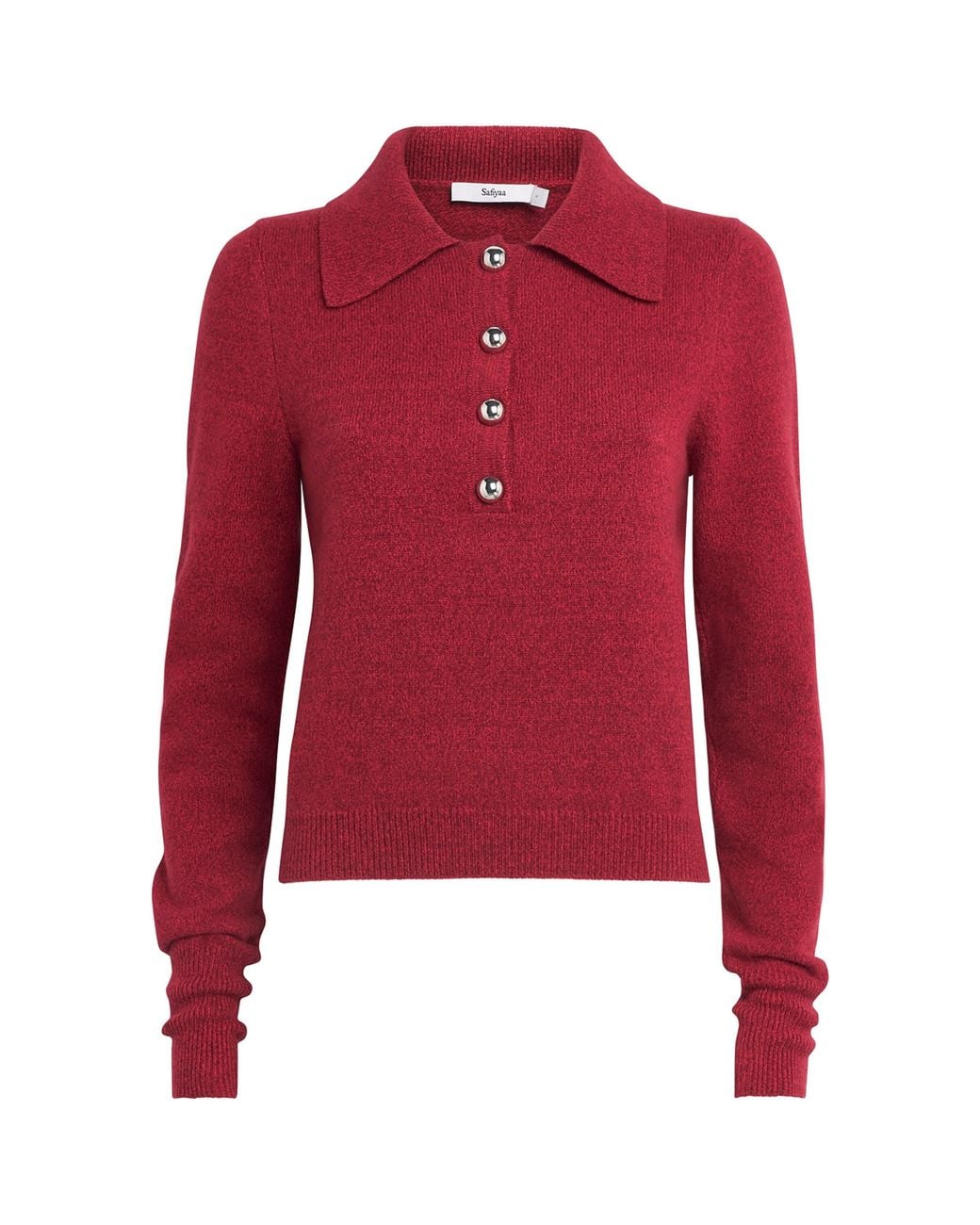 Safiyaa Red Wool-Cashmere Polo Sweater