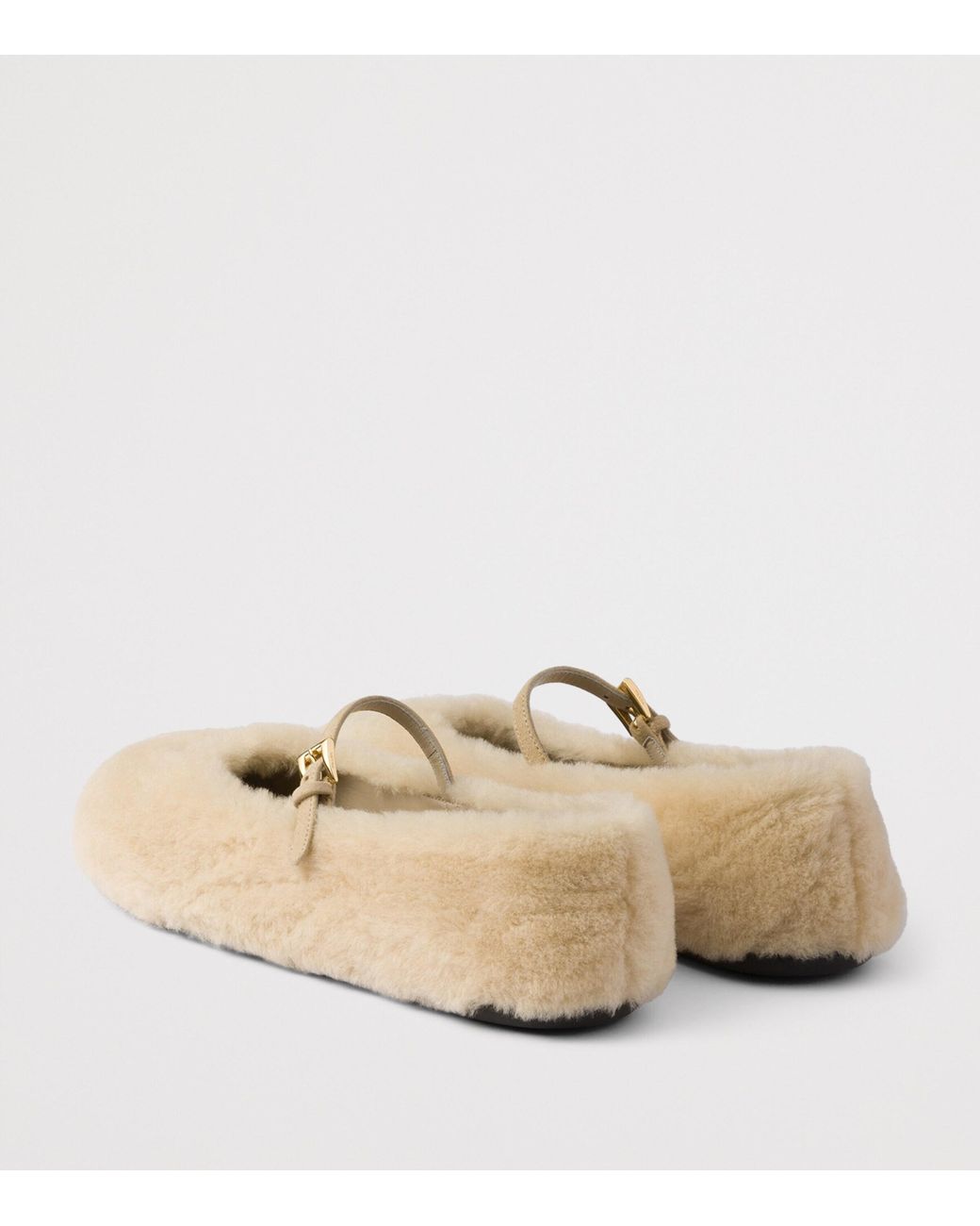 Prada Natural Shearling Ballet Flats