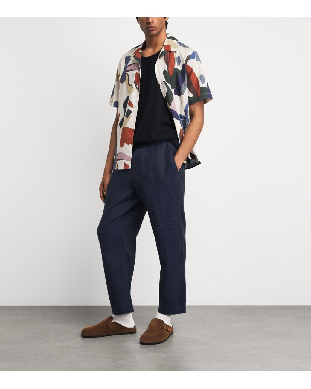 Wax London Blue Linen Kurt Chinos for men