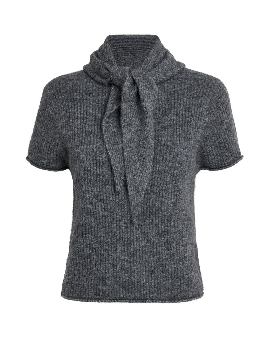 ME+EM Gray Wool-Blend Scarf Half-Zip T-Shirt