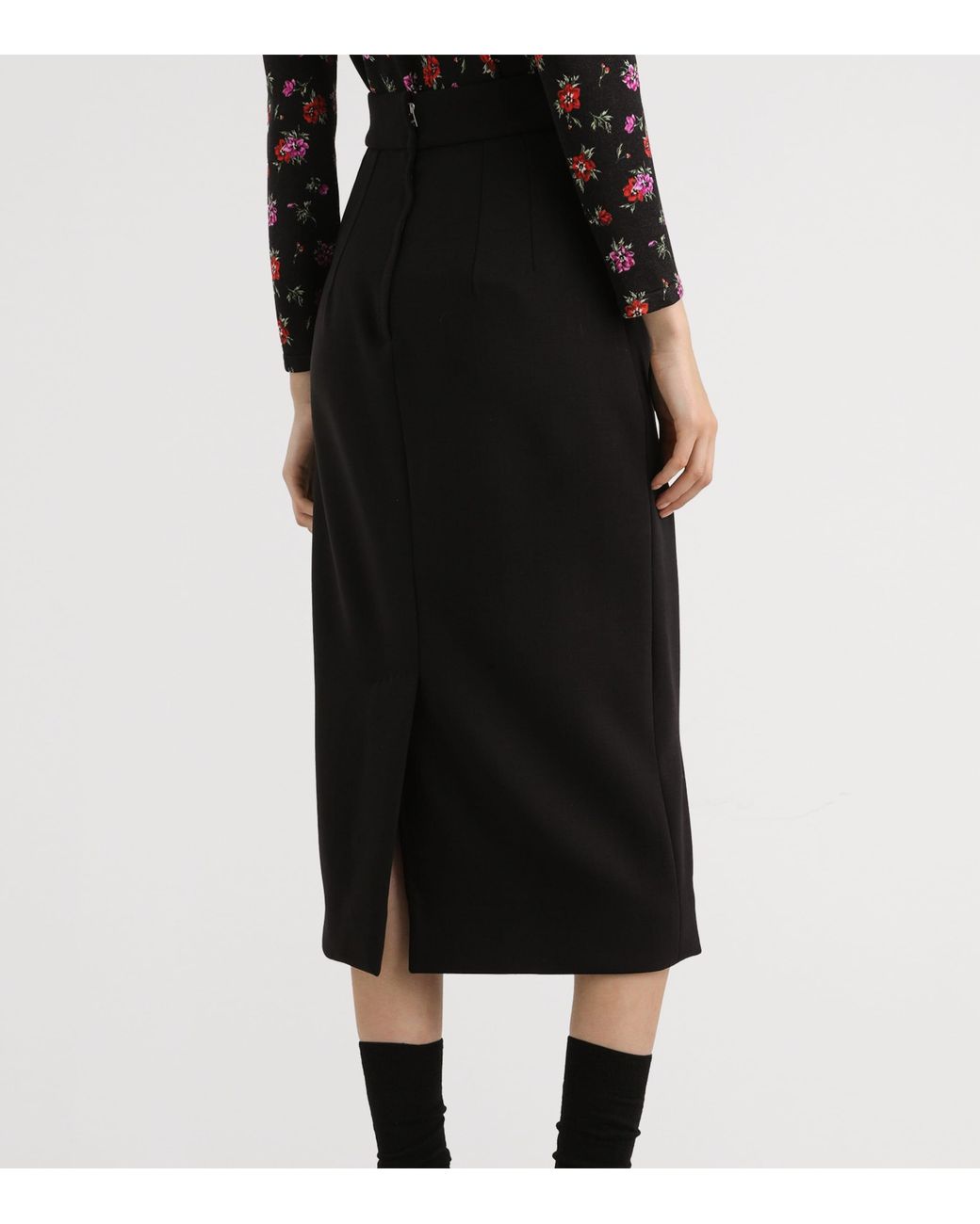 Dolce & Gabbana Black Stretch-Virgin Wool Midi Pencil Skirt