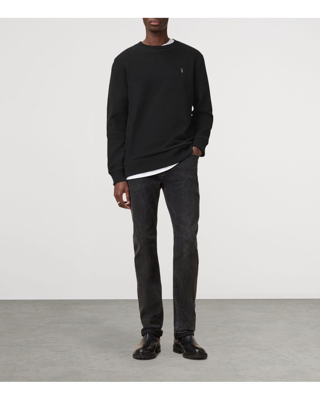 AllSaints Black Organic Cotton Raven Sweatshirt for men