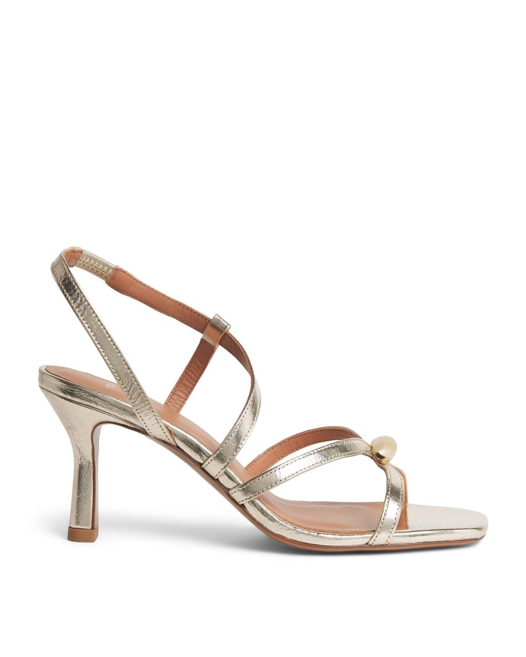 Maje Natural Metallic Leather Heeled Sandals 70