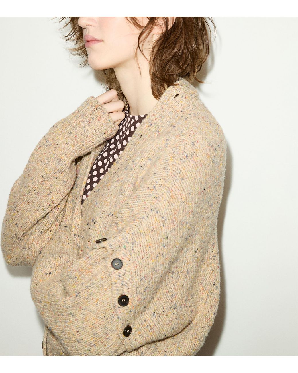 MAX&Co. Natural Wool Button-Detail Cardigan