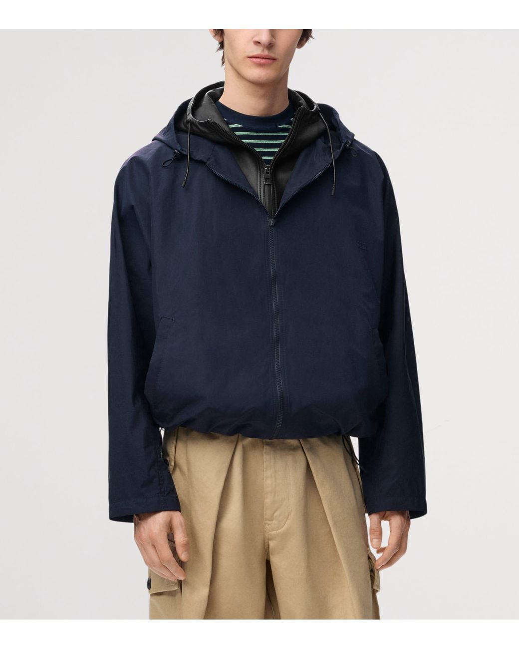 Loewe Blue Layered-Neck Hooded Jacket for men