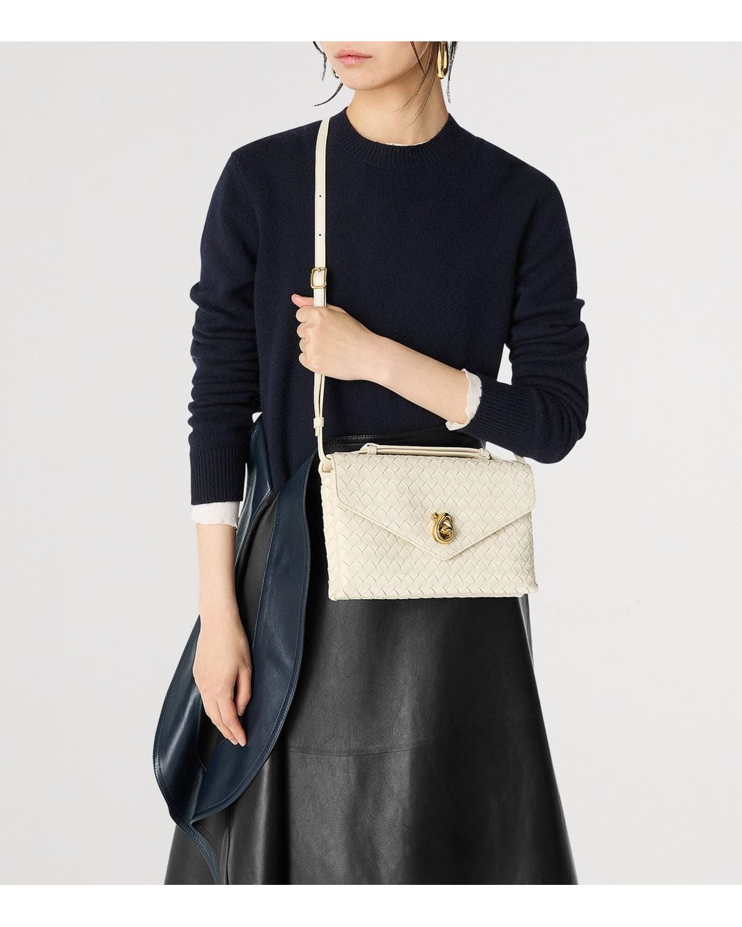 Bottega Veneta Metallic Leather Knot Lock Top-Handle Bag
