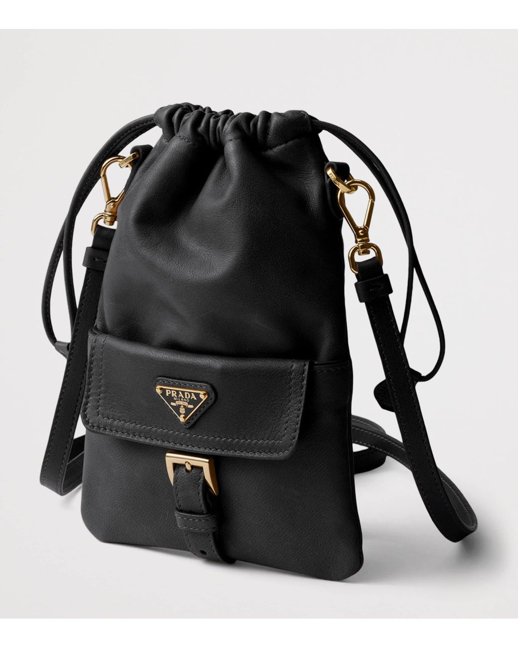 Prada Black Nappa Leather Drawstring Pouch