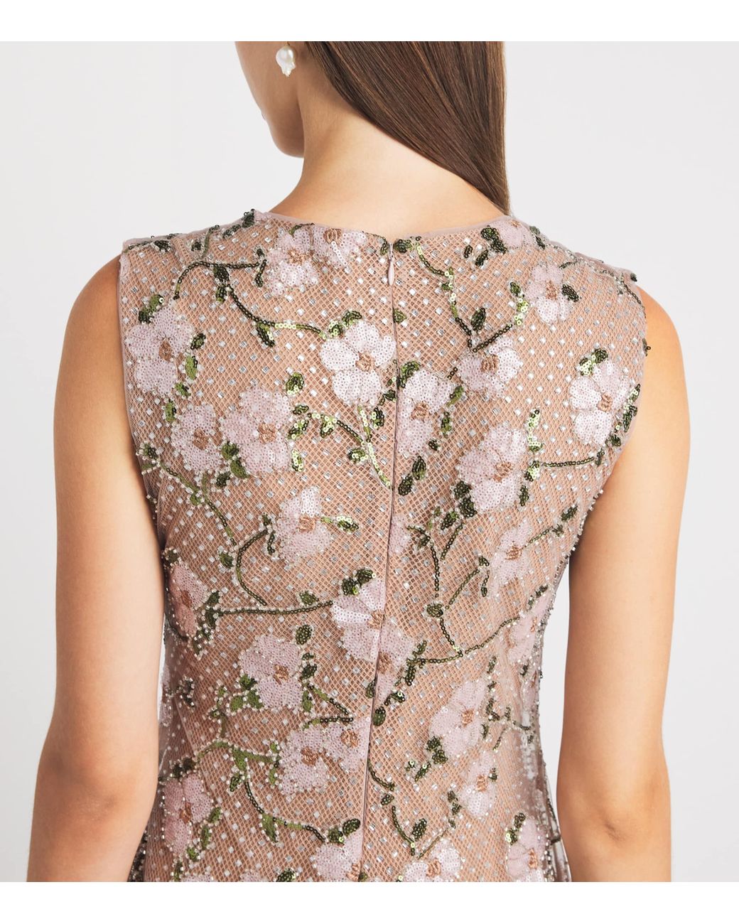 Self-Portrait Natural Sequin-Embellished Rhinestone Maxi Dress