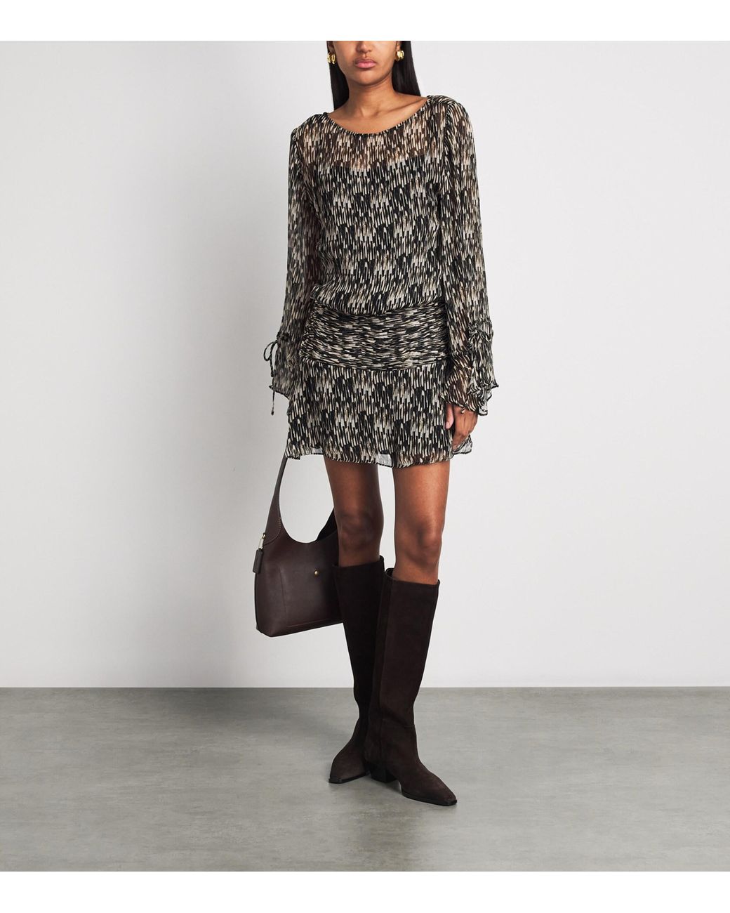 Staud Gray Beatrix Mini Dress