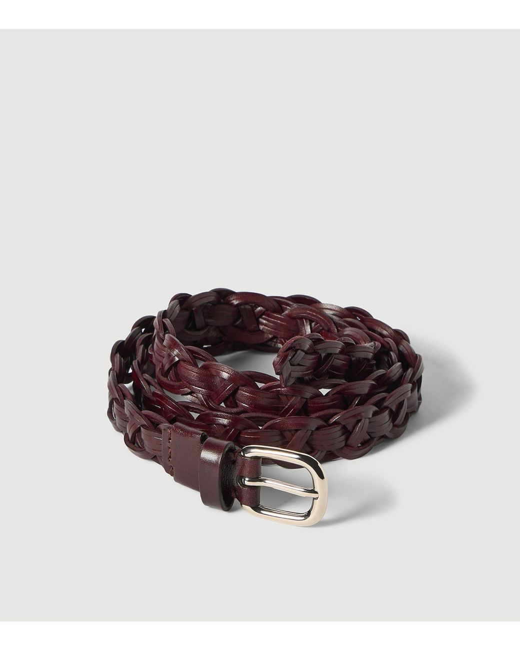 Brunello Cucinelli Red Leather Braided Belt for men