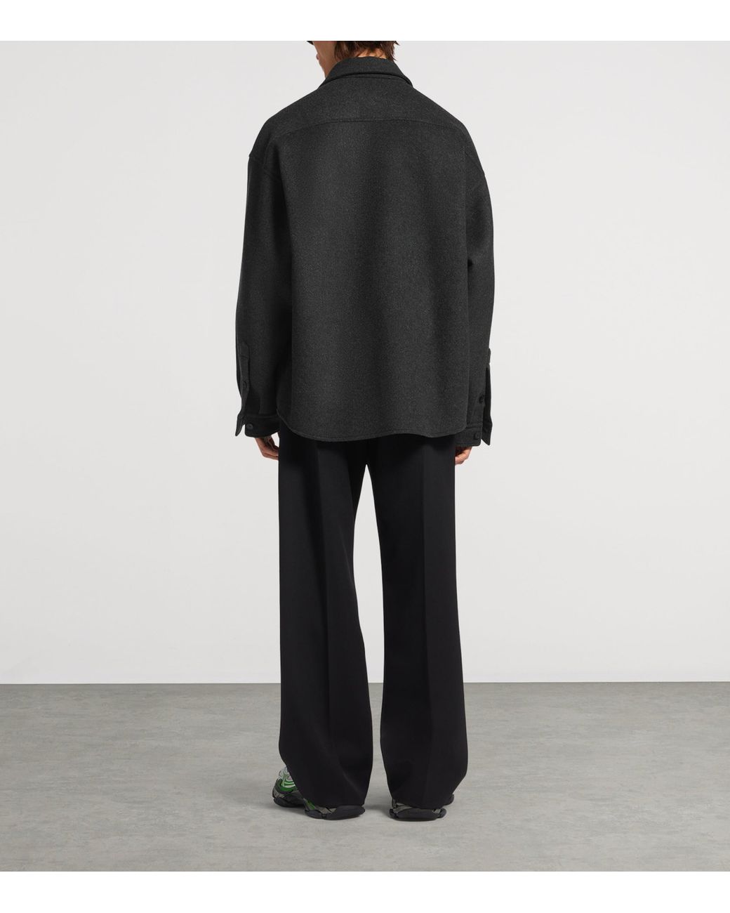 Balenciaga Black Wool Oversized Zip-Up Overshirt for men