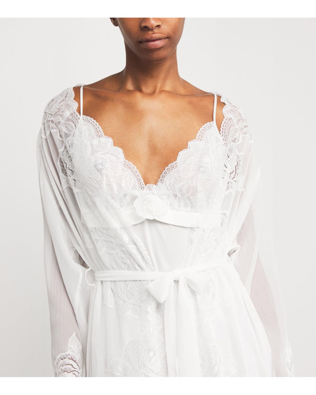 Bocan White Silk Chiffon Rosabelle Robe