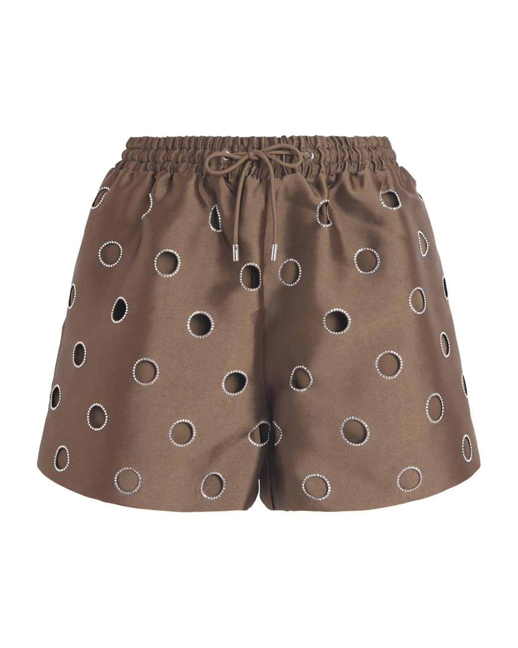 Sandro Brown Rhinestone Cut-Out Shorts