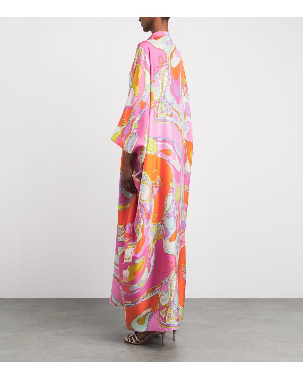 Emilio Pucci Pink Silk Printed Kaftan Maxi Dress