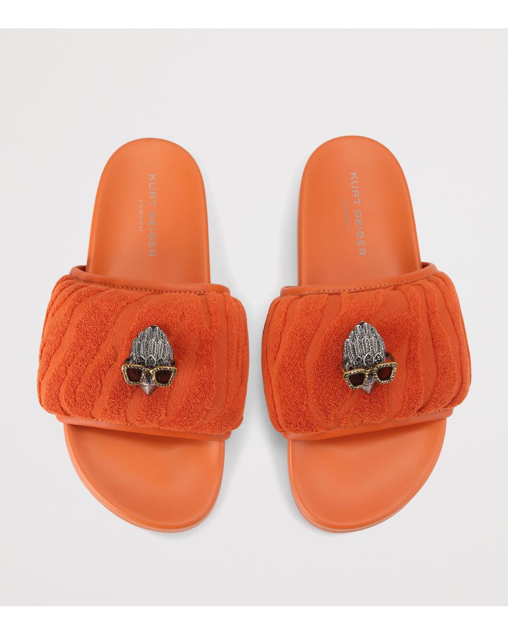 Kurt Geiger Orange Terry Eagle Puff Slides for men
