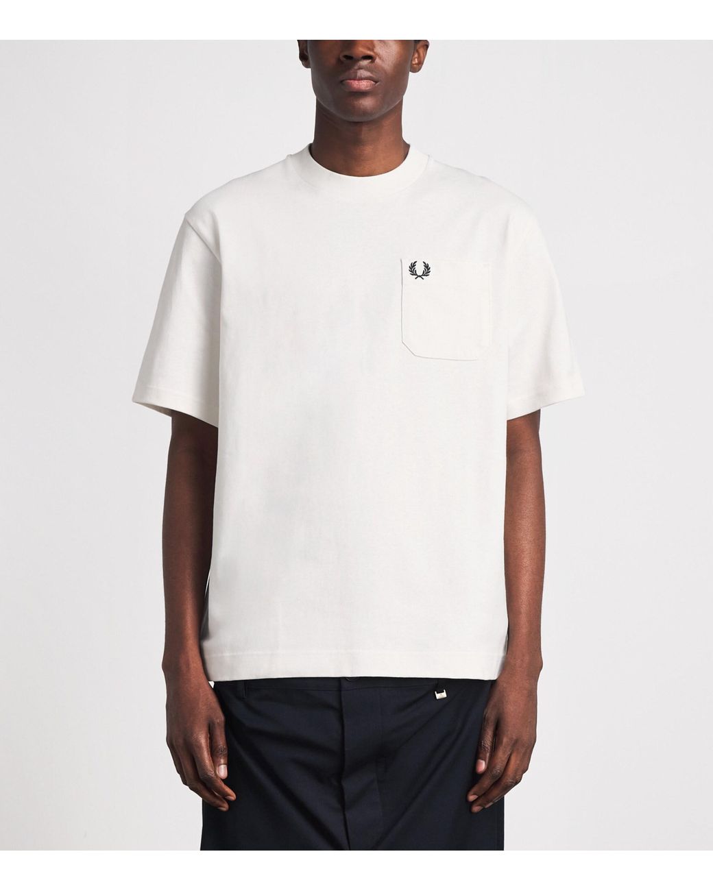 Fred Perry White Cotton Relaxed Logo T-Shirt for men