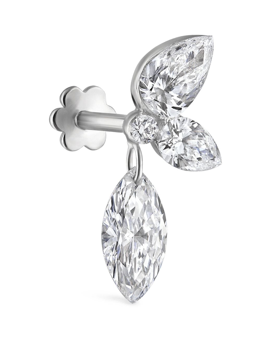 Maria Tash White Grand Marquise Pear Diamond Echo Earring