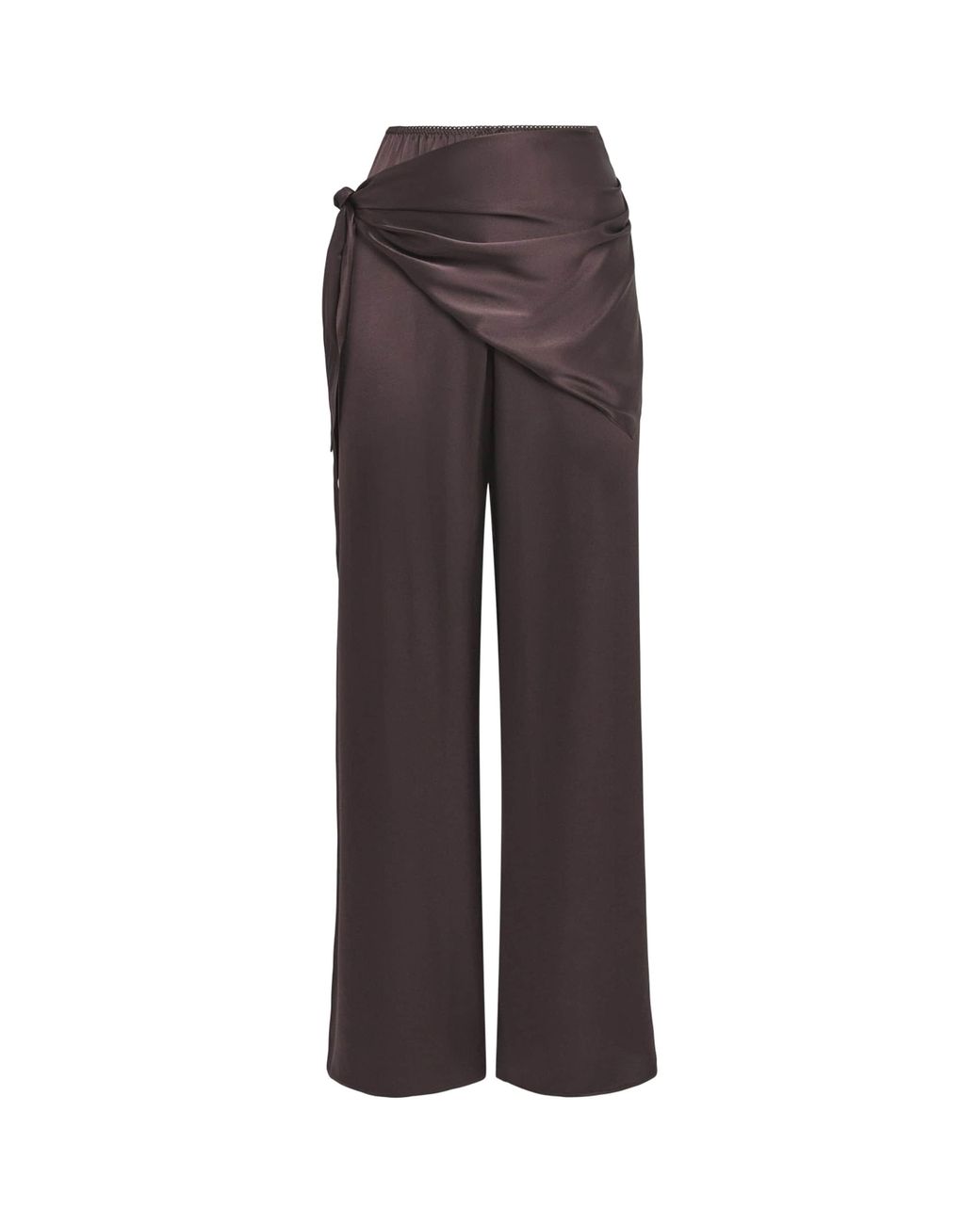 Doen Brown Silk Lavona Scarf Trousers