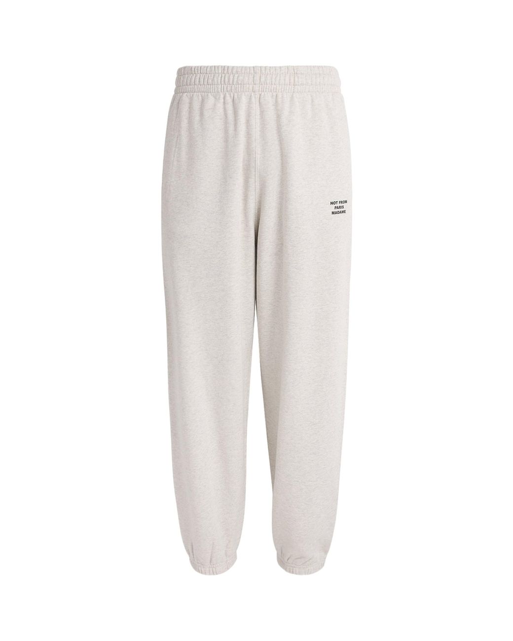 Drole de Monsieur White Cotton Fleece Slogan Sweatpants for men