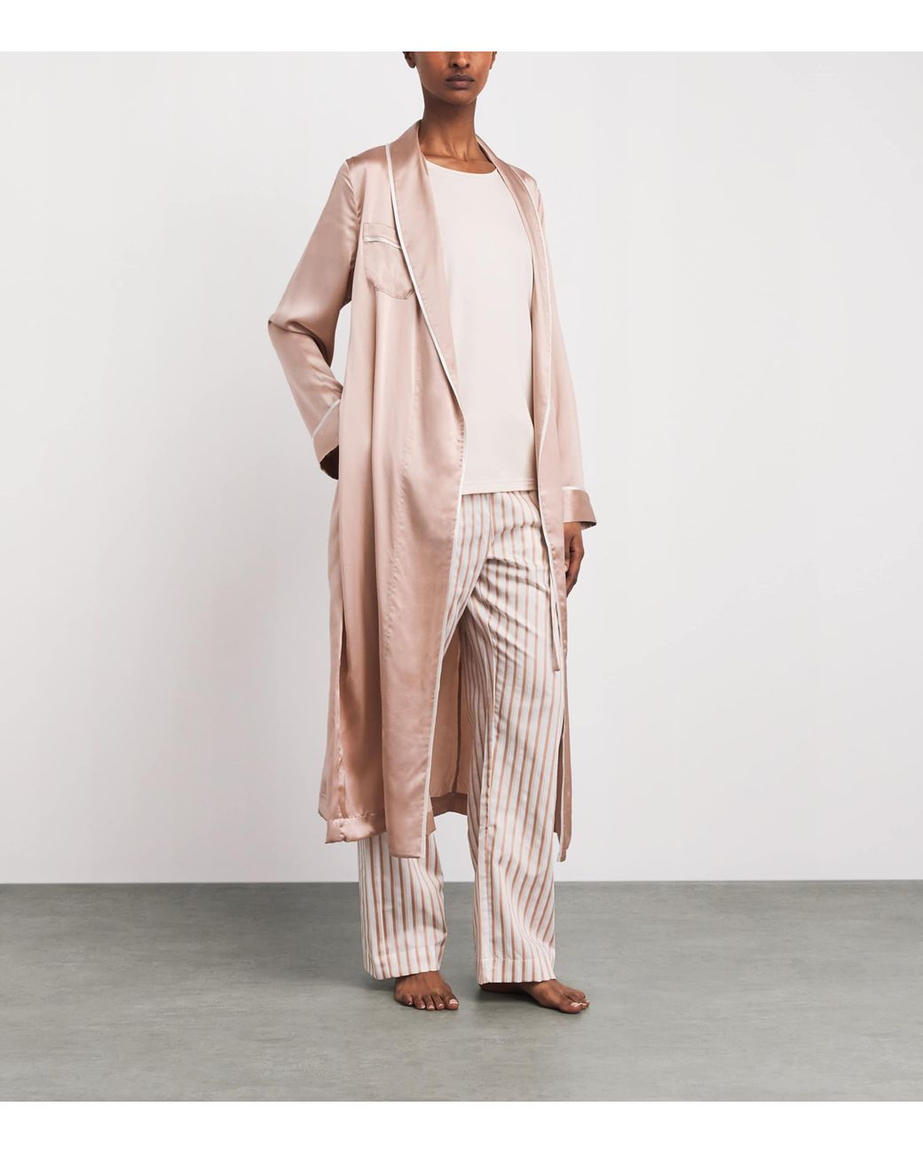 Derek Rose Pink Silk Bailey Robe