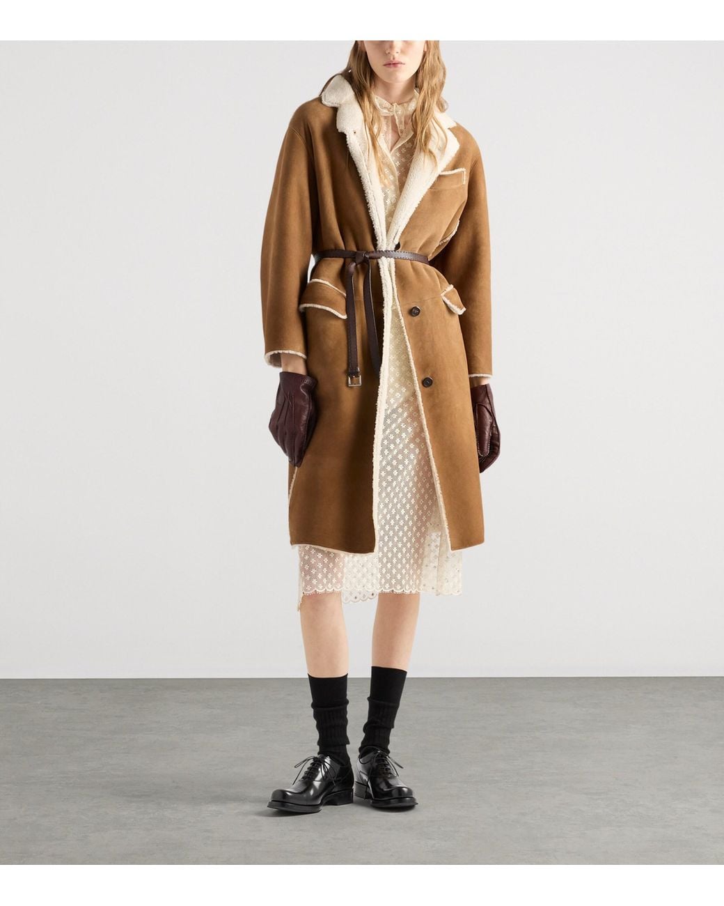 Prada Brown Shearling Coat