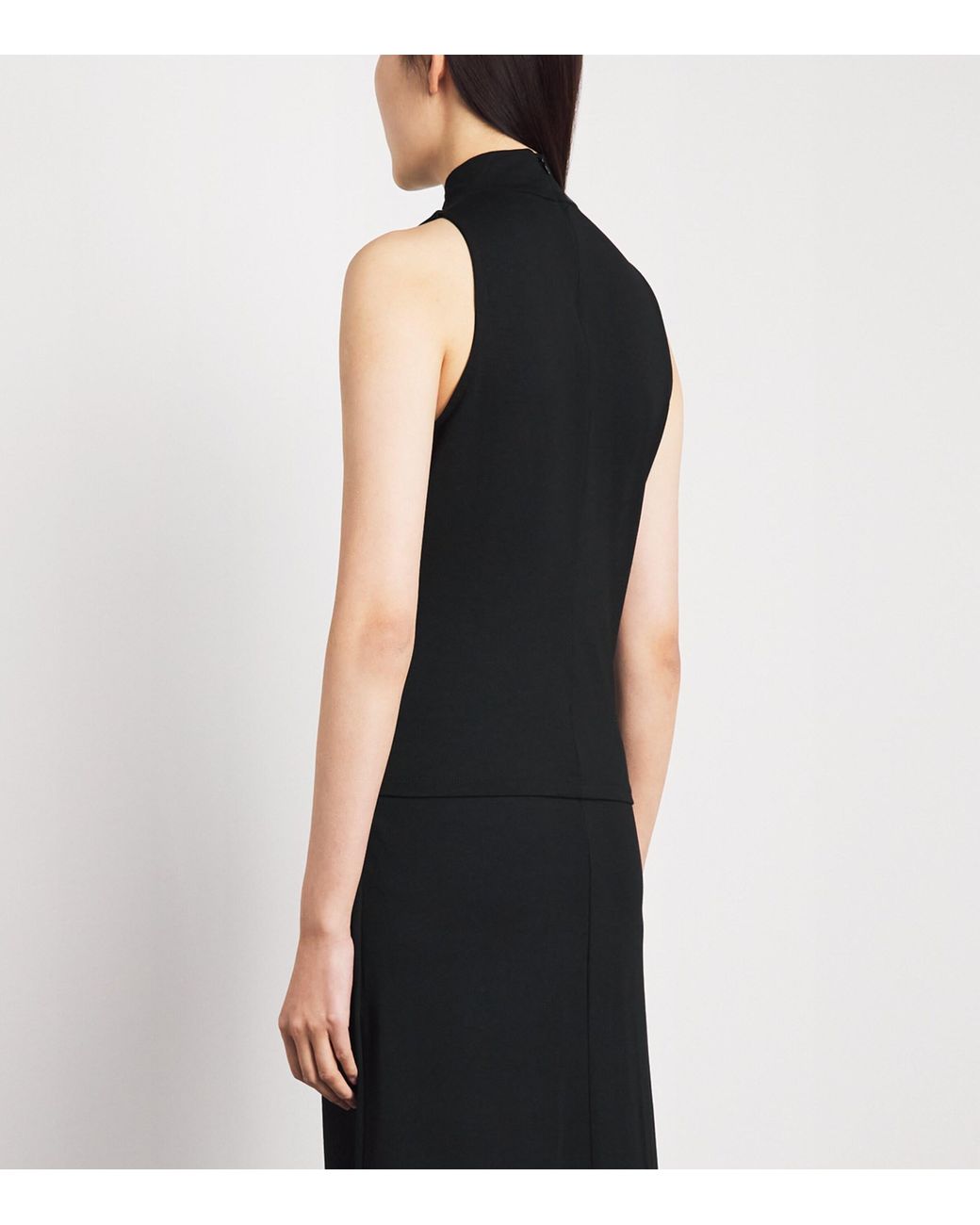 ME+EM Black Jersey High-Neck Sleeveless Top