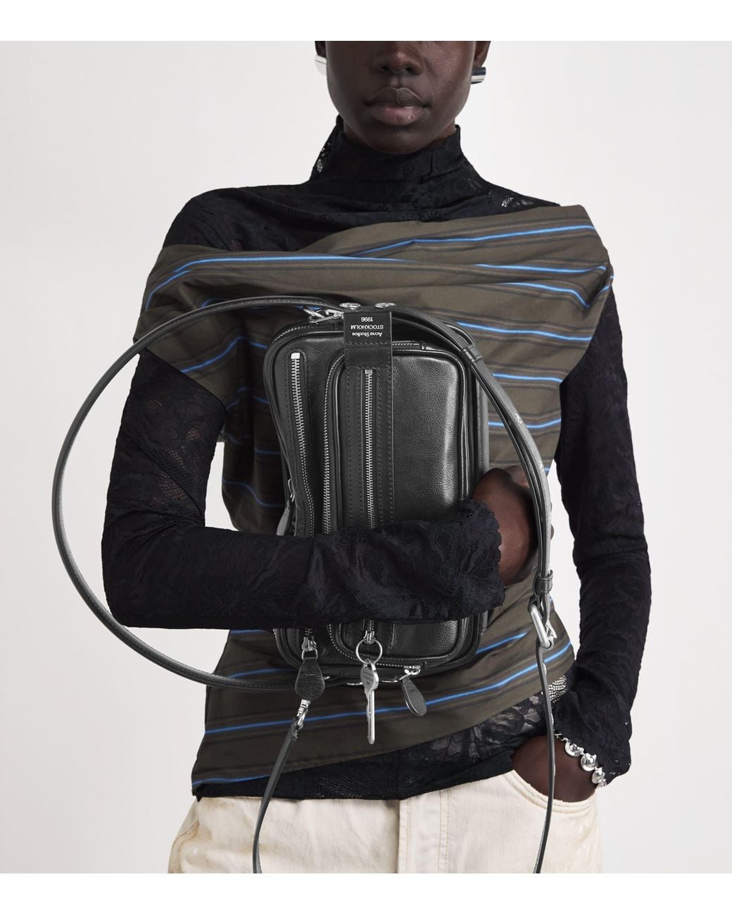 Acne Black Leather Camero Party Shoulder Bag