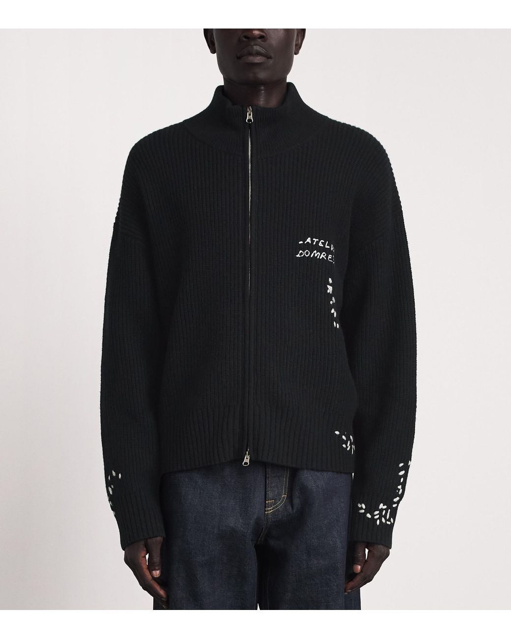 DOMREBEL Black Wool-Blend Daddy Cardigan for men