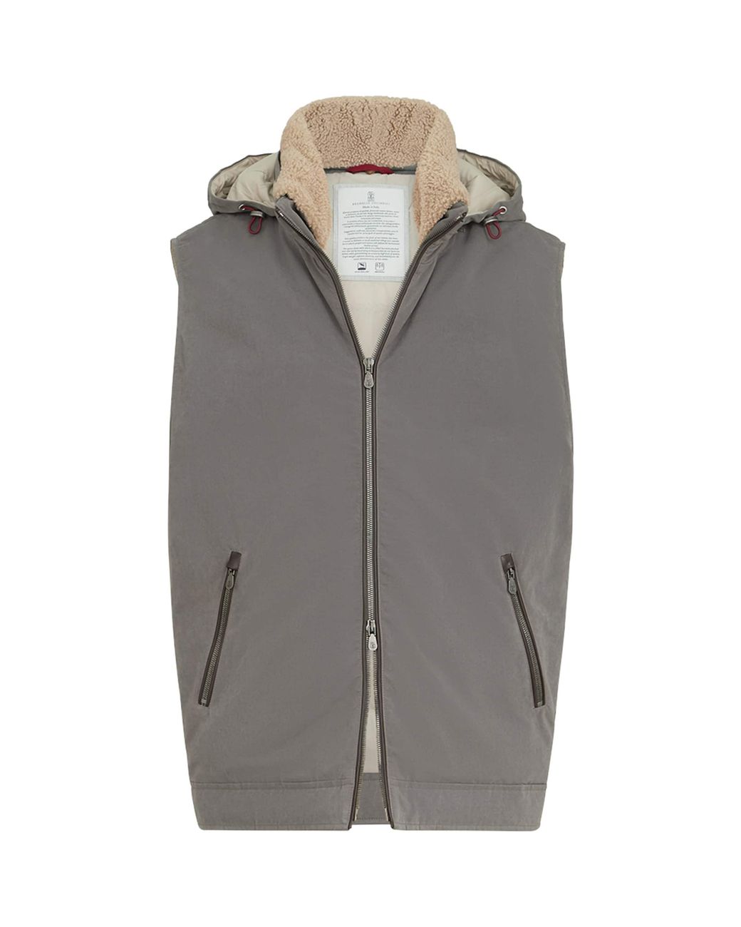 Brunello Cucinelli Gray Waxed Techno Down-Filled Gilet for men