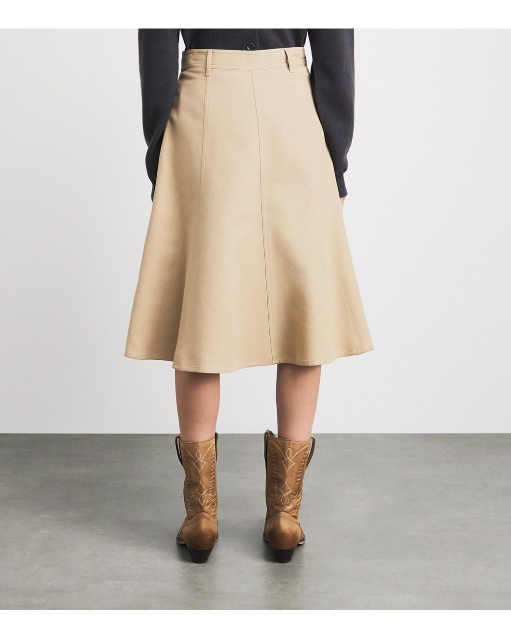 Polo Ralph Lauren Natural Cotton-Wool Button-Up Midi Skirt