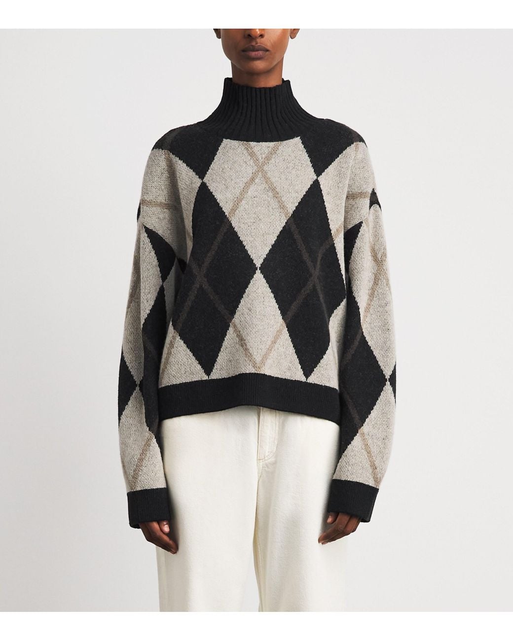 Barbour Black Wool-Blend Argyle Marlow Sweater
