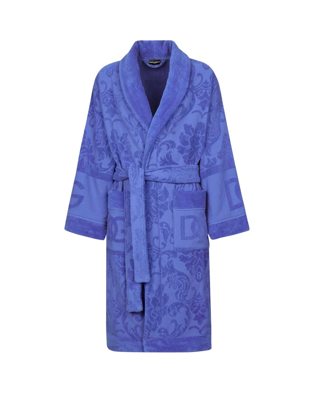 Dolce & Gabbana Blue Terry Cotton Dg Logo Robe for men