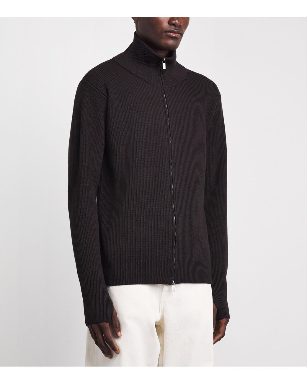 Barena Blue Virgin Wool Rib-Knit Zip-Up Cardigan for men