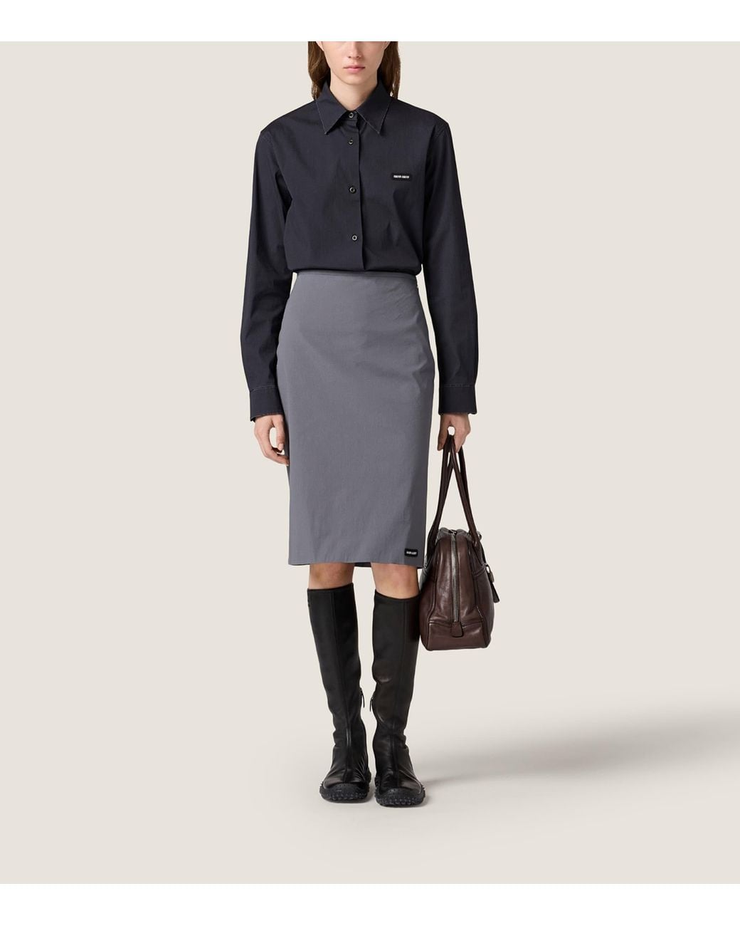 Miu Miu Blue Stretch-Poplin Shirt