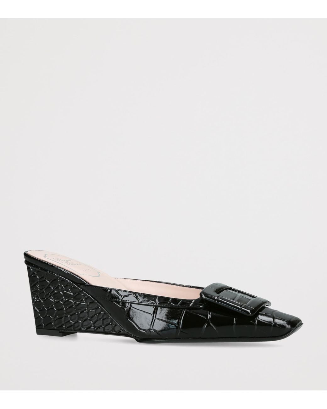 Roger Vivier Black Croc-Embossed Leather Belle Mules 60