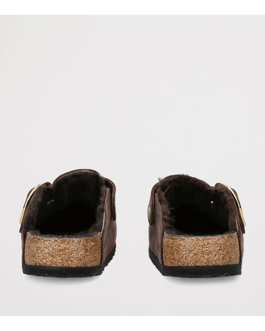 Birkenstock Brown Leather Shearling-Lined Boston Clogs