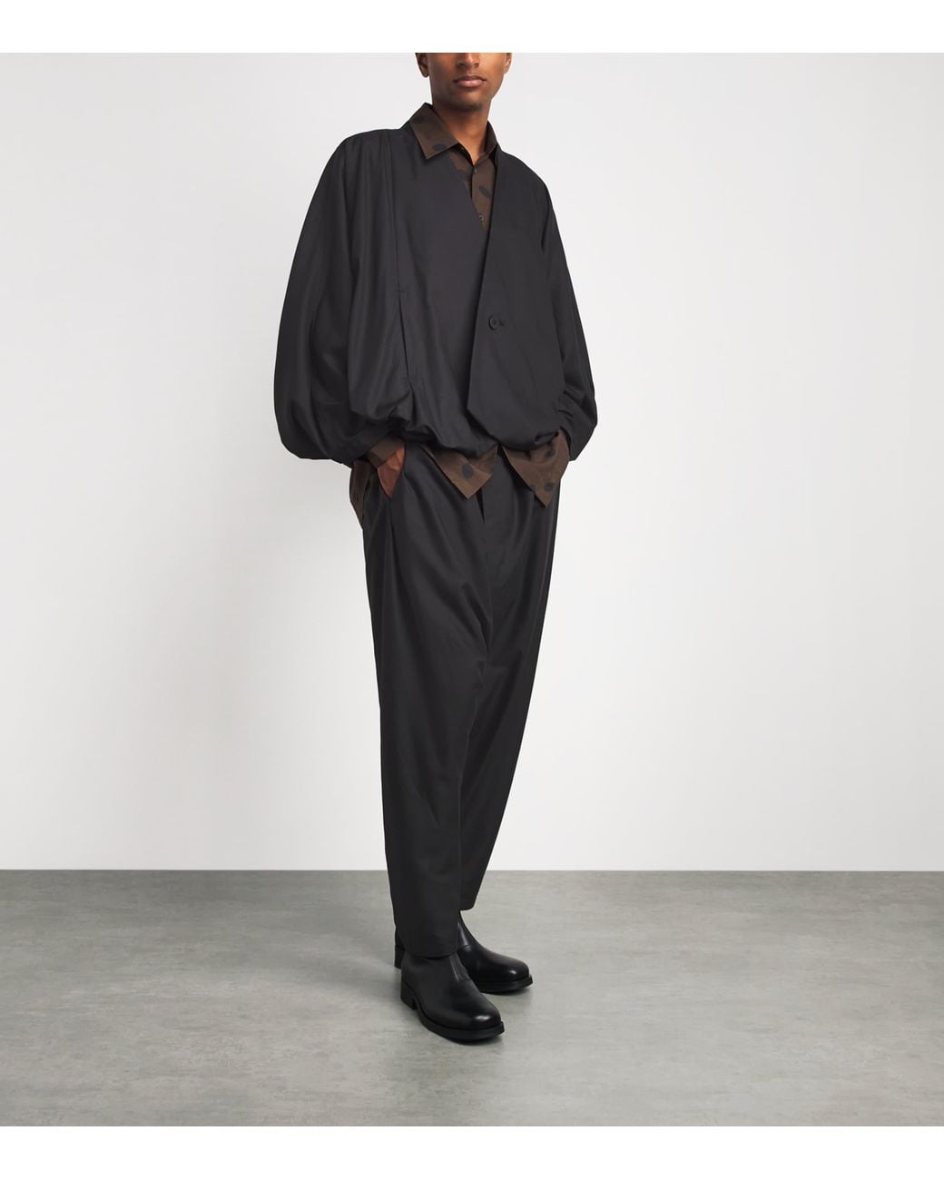 IM MEN Black Swing Tapered Trousers for men