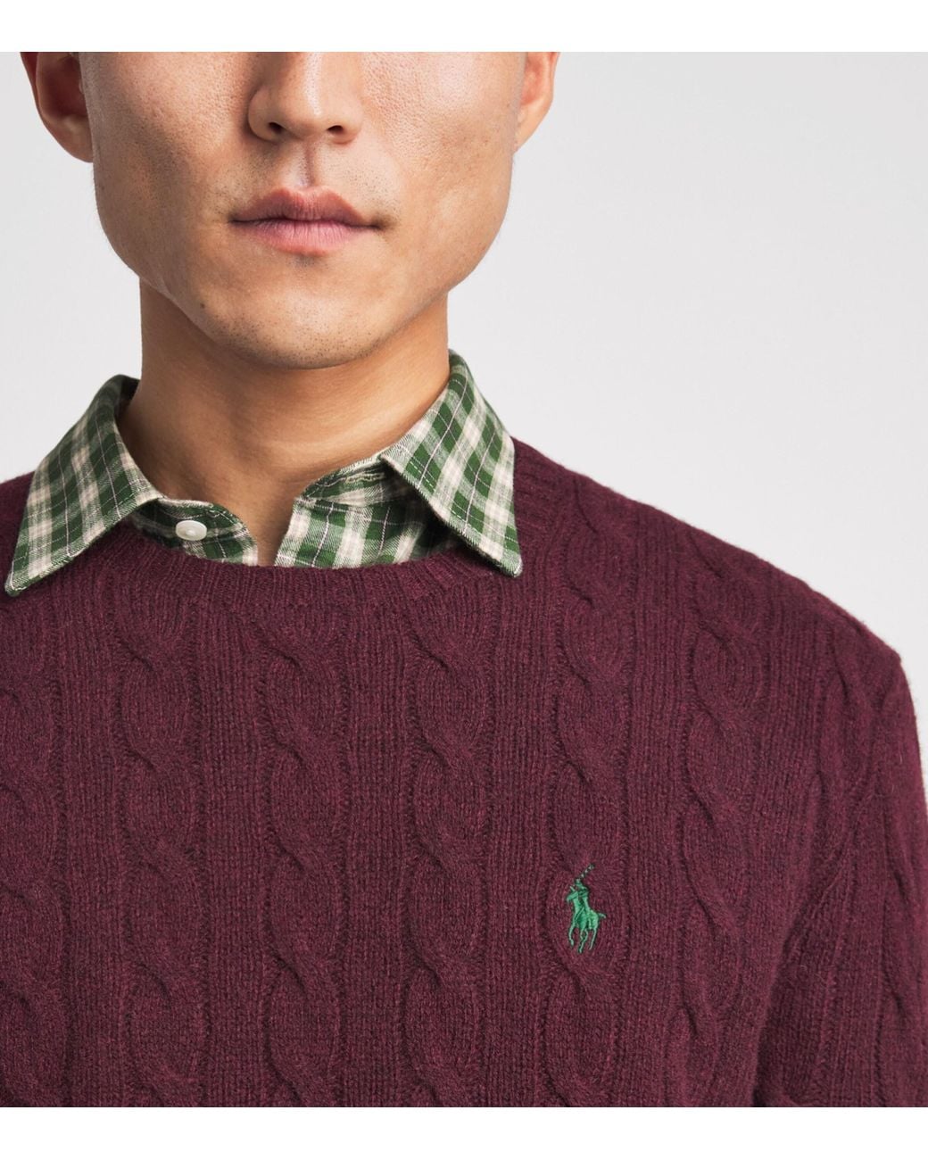 Polo Ralph Lauren Purple Wool-Cashmere Cable-Knit Sweater for men