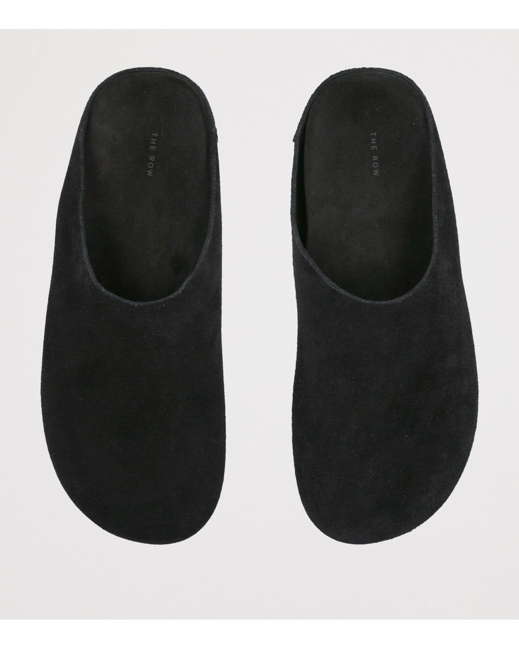 The Row Black Hudson Suede Slides