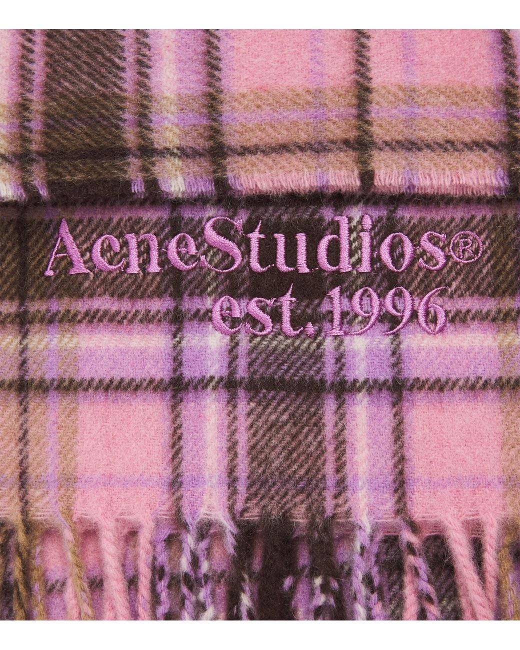 Acne Purple Cashmere-Wool Check Scarf