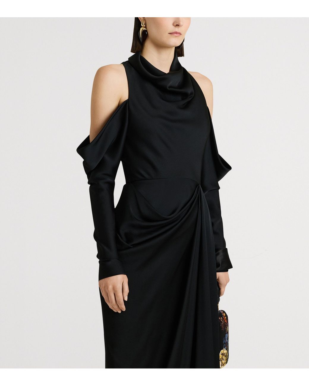 Givenchy Black Satin Draped Gown