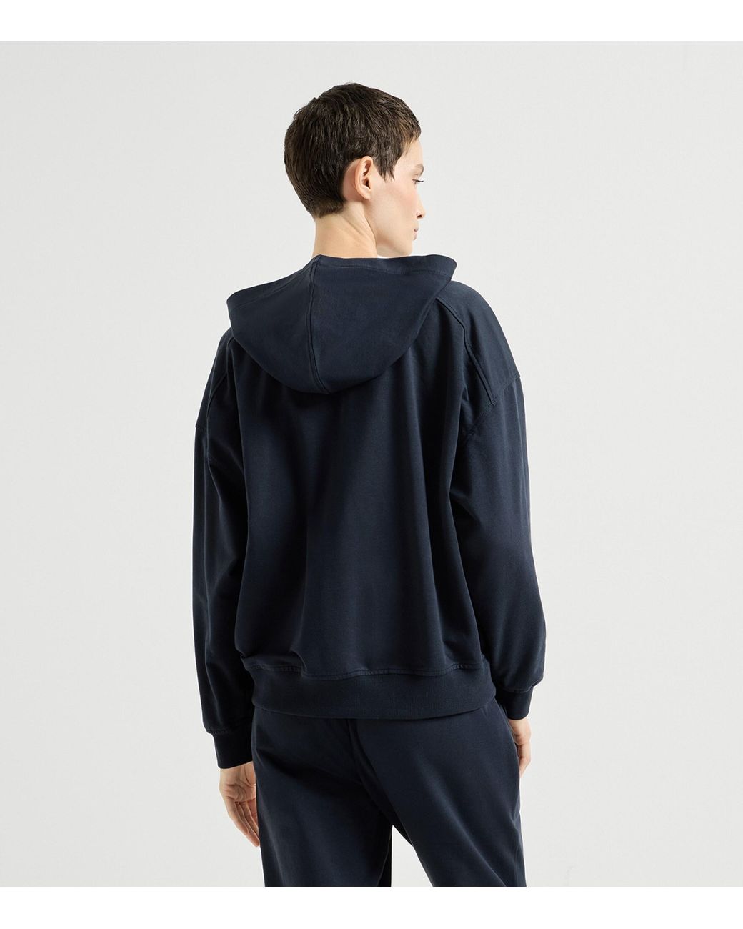 Brunello Cucinelli Blue Stretch-Cotton Zip-Up Hoodie