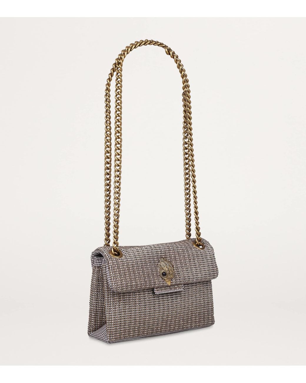 Kurt Geiger Gray Mini Houndstooth Kensington Shoulder Bag