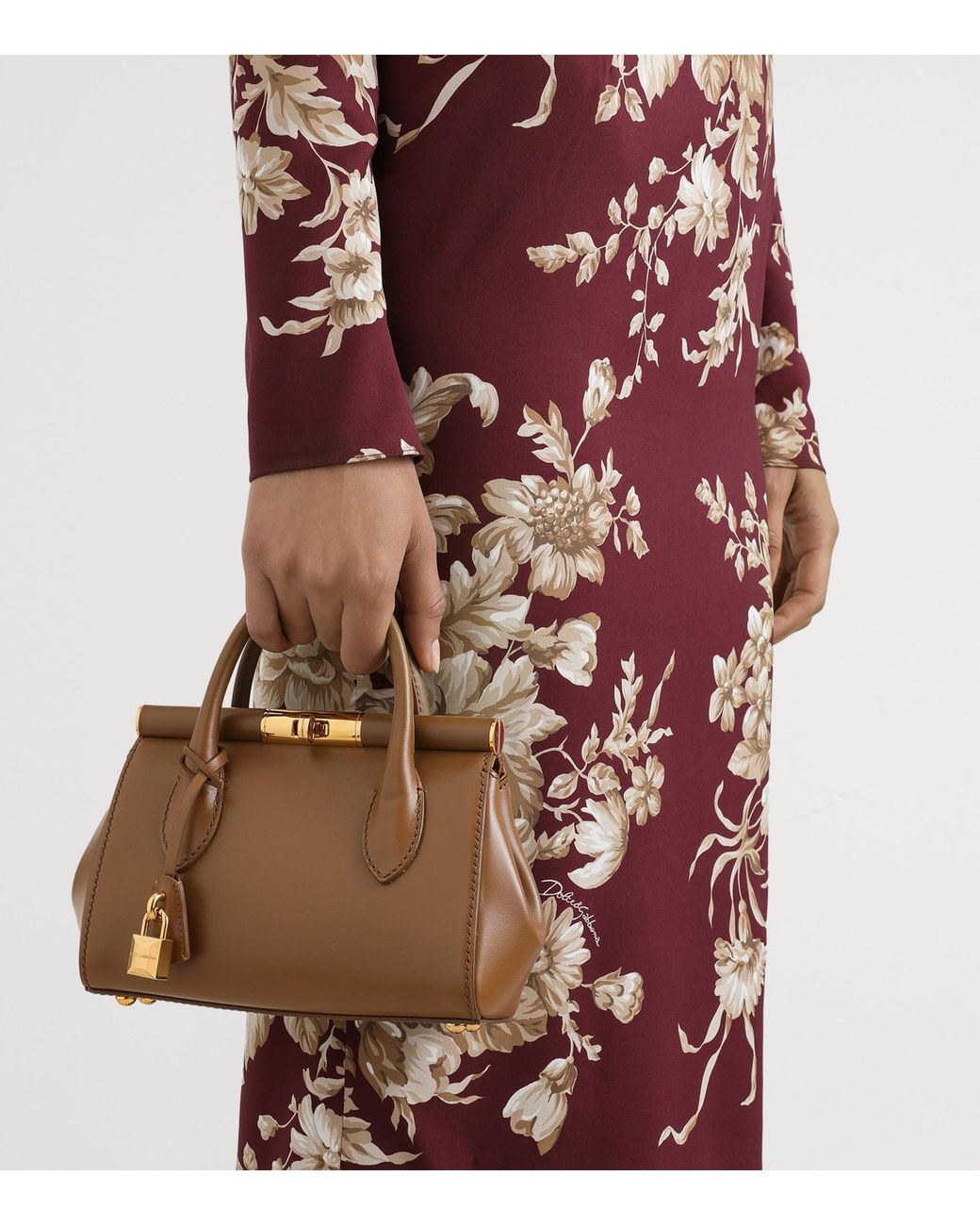 Dolce & Gabbana Brown Mini Leather Marlene Top-Handle Bag